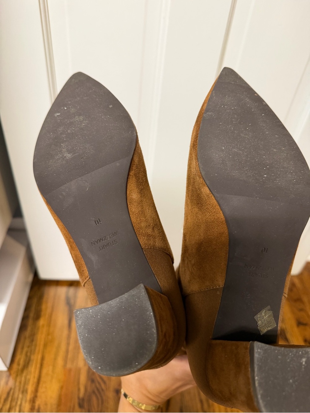 Stuart Weitzman Over-the-Knee Suede Pointed-Toe Boots - Brown - Picture 4 of 5